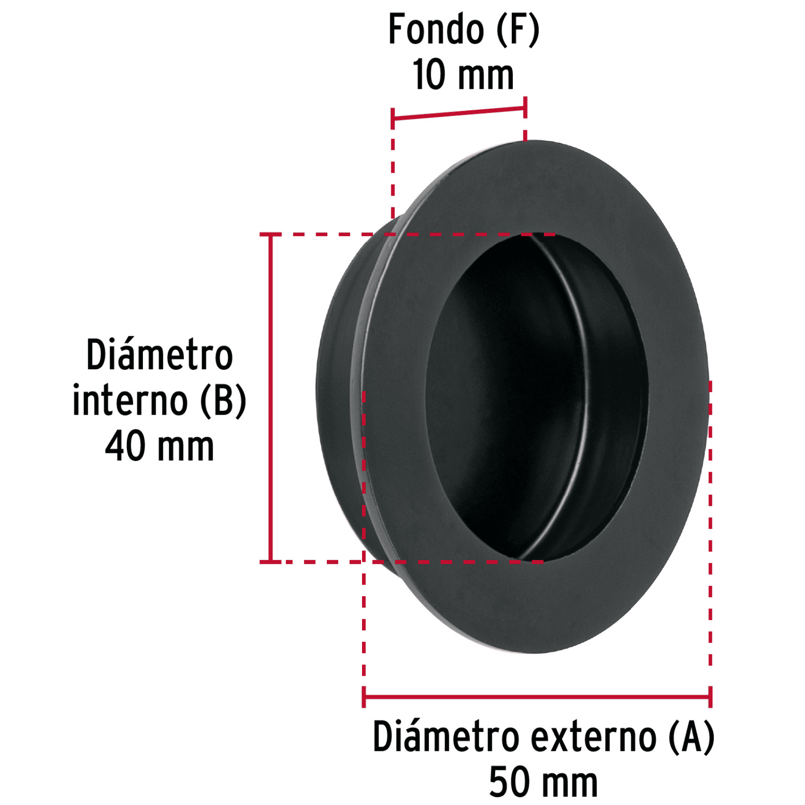 Jaladera de embutir circular No. 4 acabado negro-JALED-64 / 47803 Jaladera de embutir circular No. 4 acabado negro-JALED-64 / 47803