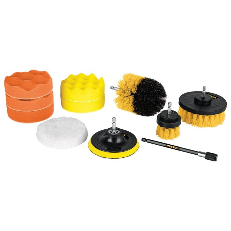 Juego 11 accesorios de limpieza y pulido p/taladro, Pretul 27190