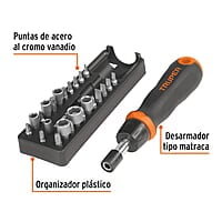 Juego de desarmador tipo matraca, 24 piezas - JDM-24 / 18222 Juego de desarmador tipo matraca, 24 piezas - JDM-24 / 18222