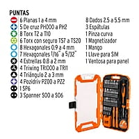 Juego de 77 piezas para reparación de electrónica, Truper 100373