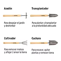 Juego de 4 herramientas de 15' para jardín - JJ-4L / 15040 Juego de 4 herramientas de 15' para jardín - JJ-4L / 15040