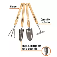 Juego de 4 herramientas de 15' para jardín - JJ-4L / 15040 Juego de 4 herramientas de 15' para jardín - JJ-4L / 15040