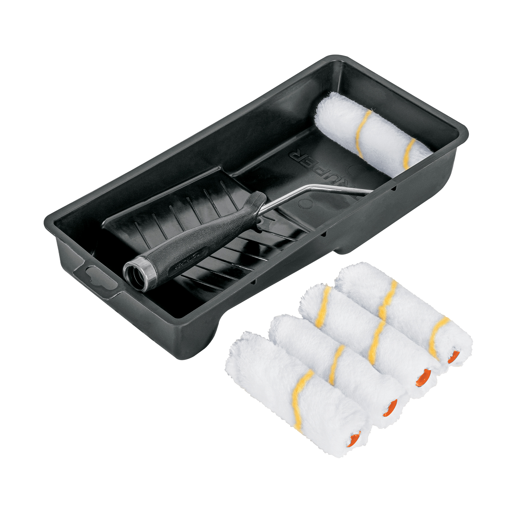 Kit de rodillo para pintar, 4' (maneral, charola y felpa) - KIT-ROPI-420N / 15023