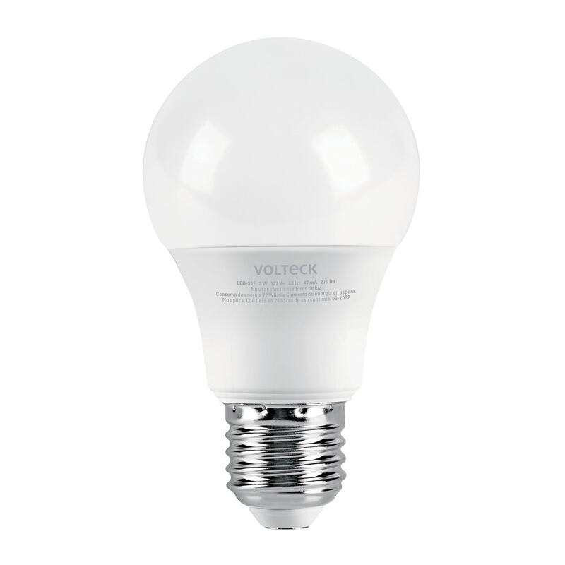 Lámpara LED A19 3 W (equiv. 25 W) luz de día blíster Volteck - 46275 - LED-30F - Caja con 6 Pieza – Master 96