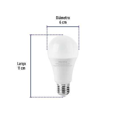 Lámpara LED tipo bulbo A19 9 W luz cálida, caja, Volteck - LED-60CC / 47547