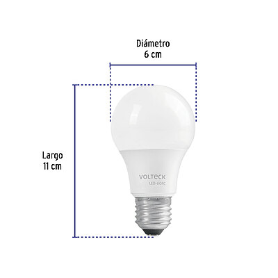 Lámpara LED tipo bulbo A19 9 W luz de día, caja, Volteck - LED-60FC / 47546
