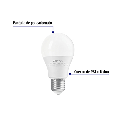 Lámpara LED A19 12 W (equiv. 75W) luz de día blíster Volteck - LED-75F / 46860