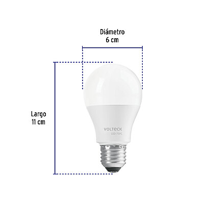 Lámpara LED tipo bulbo A19 12 W luz de día, caja, Volteck - LED-75FC / 47548
