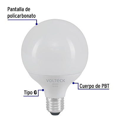 Lámpara de LED tipo globo 8 W luz de día, en caja, Volteck - 46195 - LED-G10 - Caja con 2 Pieza – Master 20 Lámpara de LED tipo globo 8 W luz de día, en caja, Volteck - 46195 - LED-G10 - Caja con 2 Pieza – Master 20