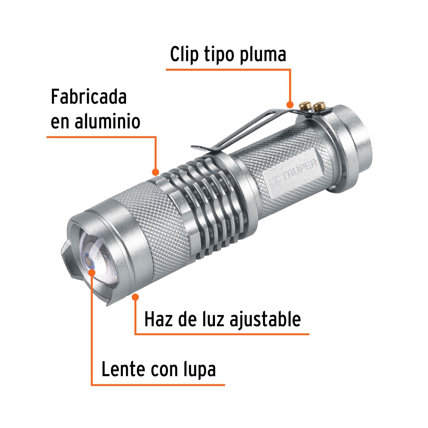 Linterna de aluminio 1 LED de 40 lm con 1 pila AA, Truper-LINA-1AA / 17256
