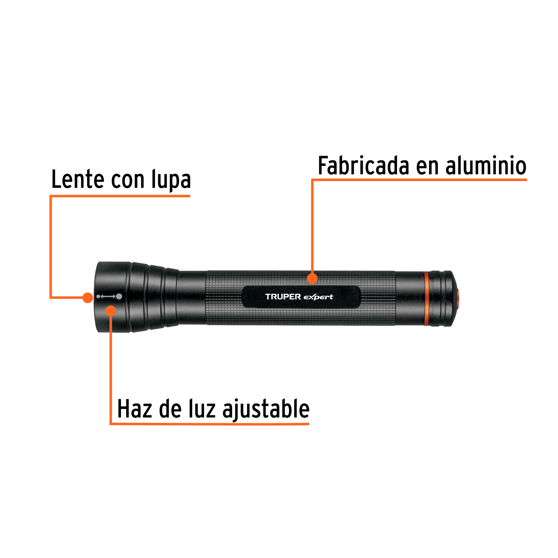 Linterna de aluminio LED Cree 850 lm con 3 pilas D, Truper-LINA-3DN / 18814