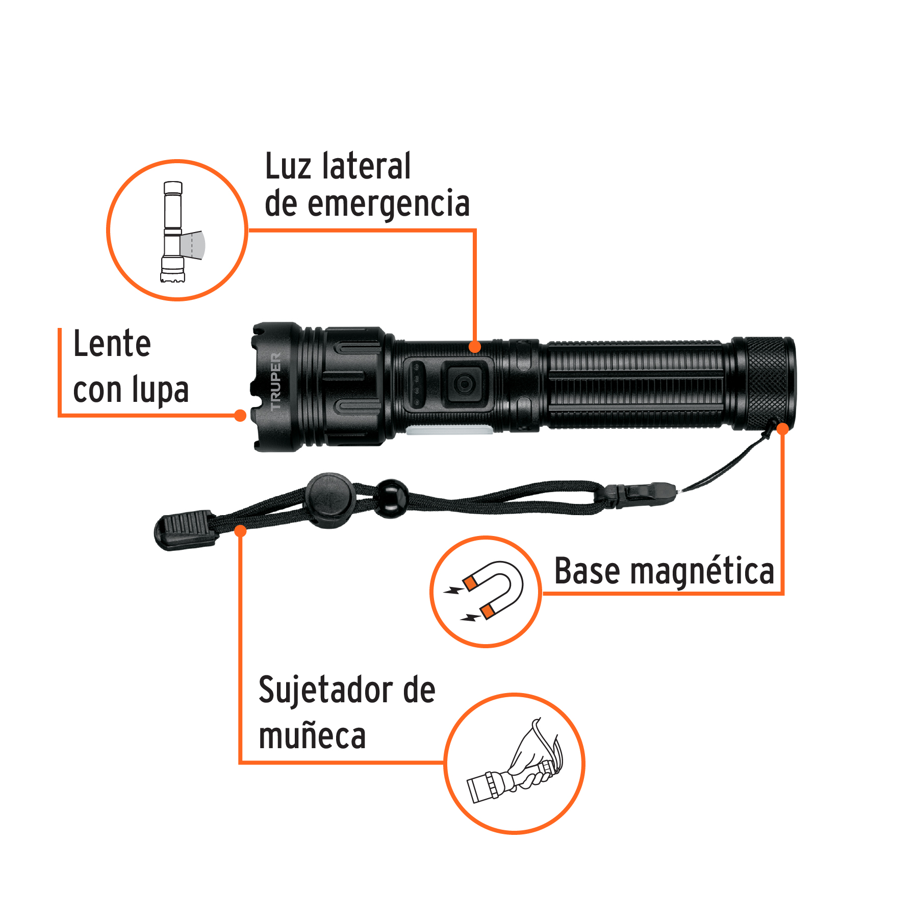 Linterna LED recargable c/luz de emergencia, 410 lm, Truper-LINAR-410 / 103088