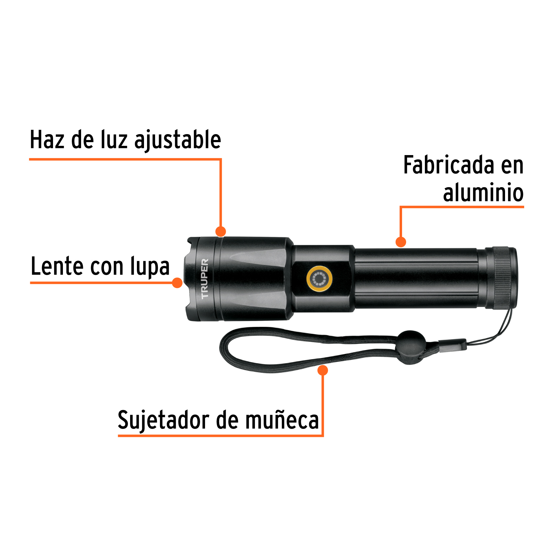 Linterna LED recargable, de aluminio, 1,200 lm, TRUPER - LIRA-1200 / 103100