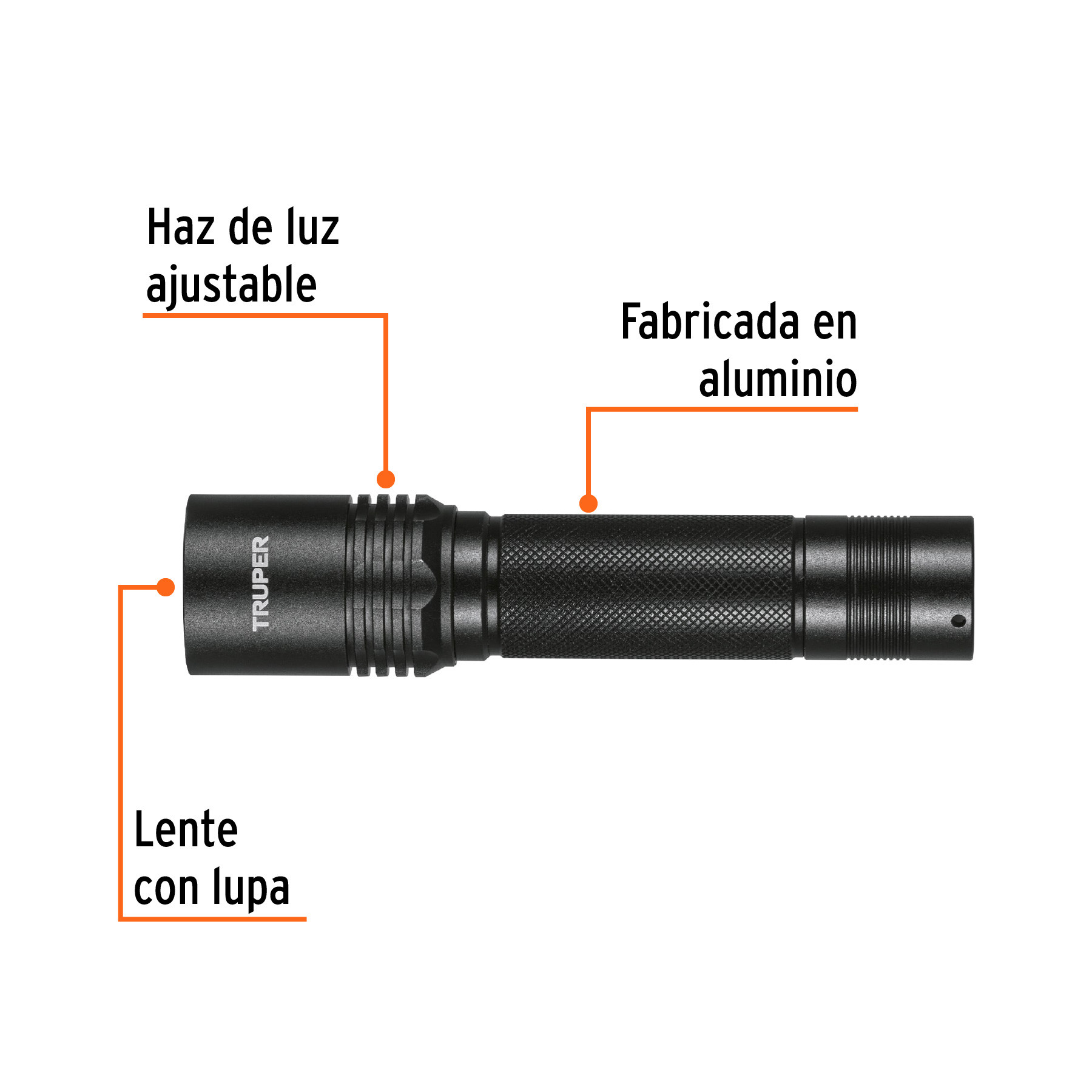 Linterna LED recargable, de aluminio, 340 lm, TRUPER-LIRA-130 / 101381 Linterna LED recargable, de aluminio, 340 lm, TRUPER-LIRA-130 / 101381