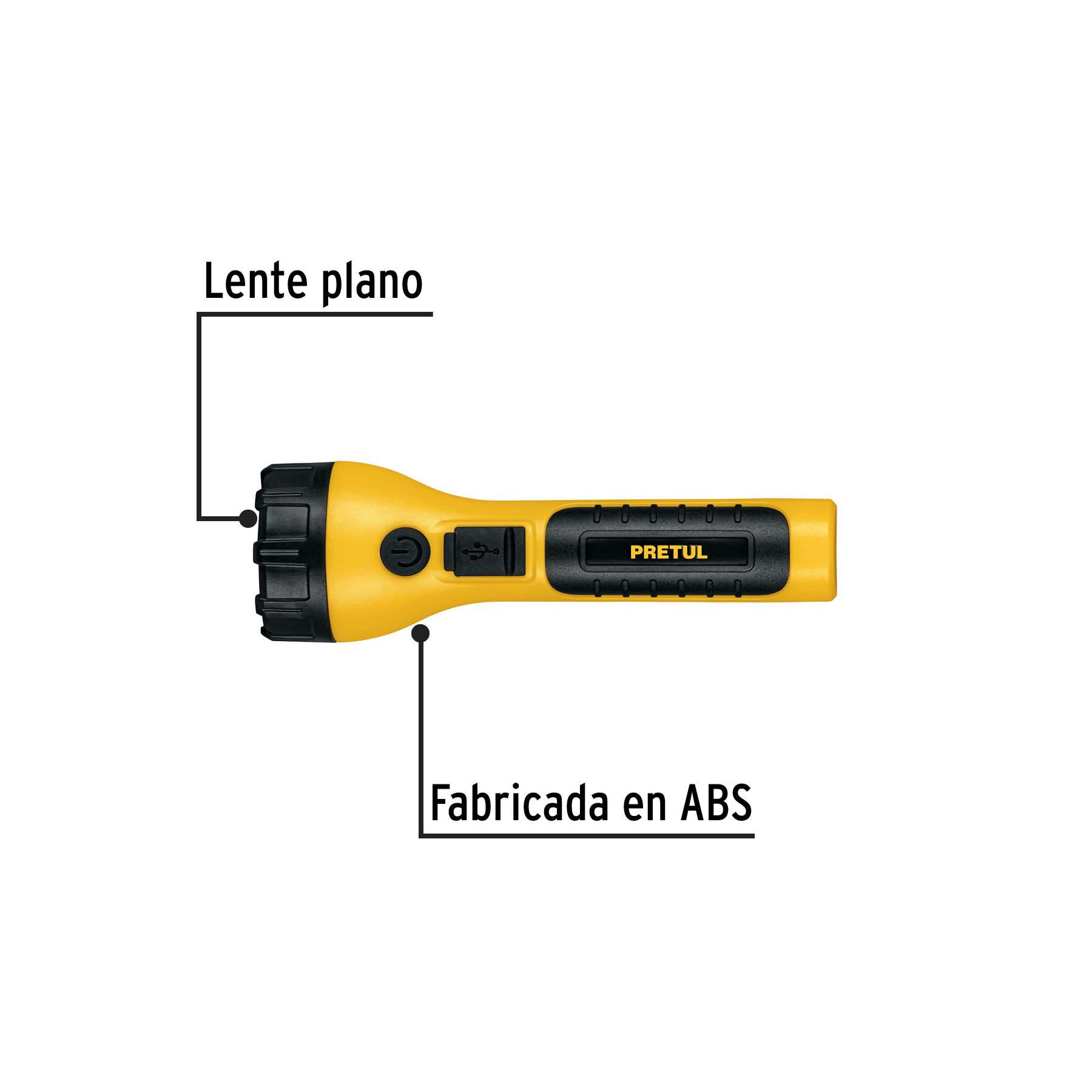 Linterna plástica de LED, 120 lm, recargable, PRETUL-LIRE-120P / 26101