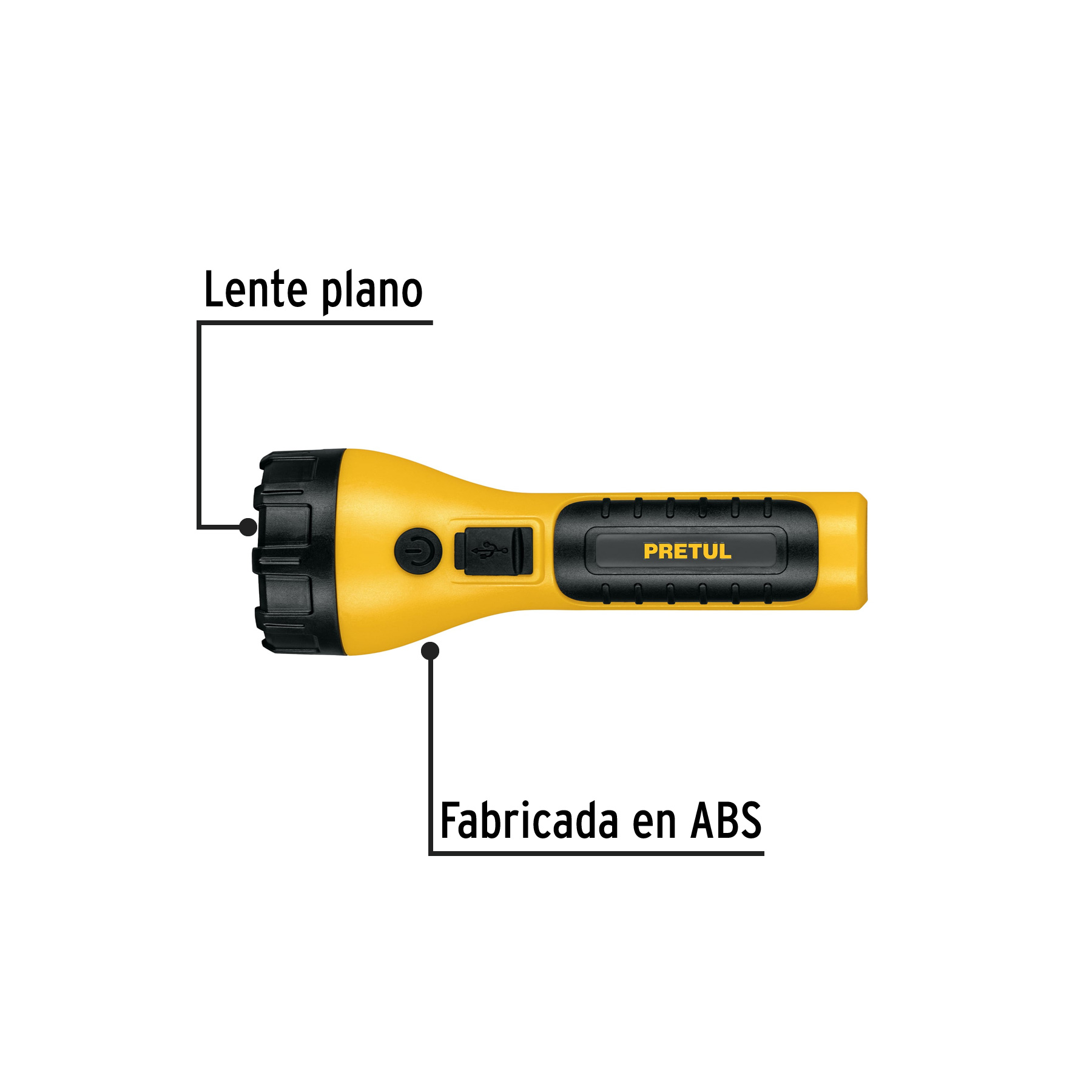 Linterna plástica de LED, 180 lm, recargable, PRETUL-LIRE-180P / 26102