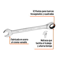 Llave combinada con matraca, 18 x 230 mm, Truper Expert - LL-2018MX / 15748 Llave combinada con matraca, 18 x 230 mm, Truper Expert - LL-2018MX / 15748