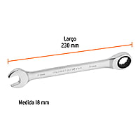 Llave combinada con matraca, 18 x 230 mm, Truper Expert - LL-2018MX / 15748 Llave combinada con matraca, 18 x 230 mm, Truper Expert - LL-2018MX / 15748