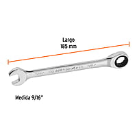 Llave combinada con matraca, 9/16' x 185 mm, Truper Expert - LL-2018X / 15739 Llave combinada con matraca, 9/16' x 185 mm, Truper Expert - LL-2018X / 15739