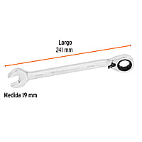 Llave combinada matraca reversible, 19x241 mm,Truper Expert - LL-2019MXR / 13756