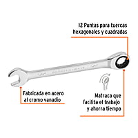 Llave combinada con matraca, 5/8' x 202 mm, Truper Expert - LL-2020X / 15740 Llave combinada con matraca, 5/8' x 202 mm, Truper Expert - LL-2020X / 15740