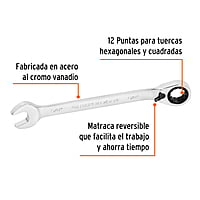 Llave combinada matraca reversible,5/8'x207mm,Truper Expert - LL-2020XR / 13549