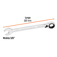 Llave combinada matraca reversible,5/8'x207mm,Truper Expert - LL-2020XR / 13549