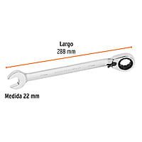 Llave combinada con matraca, reversible, 22x288 mm, Truper E - LL-2022MXR / 13760