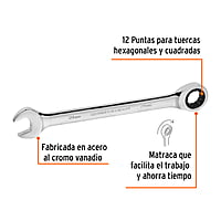 Llave combinada con matraca, 24 x 325 mm, Truper Expert - LL-2024MX / 13625