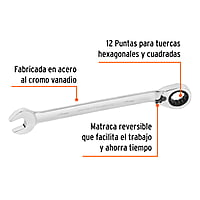 Llave combinada con matraca, reversible, 24x330 mm, Truper E - LL-2024MXR / 13768
