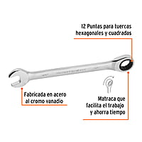 Llave combinada con matraca, 3/4' x 238 mm, Truper Expert - LL-2024X / 15741