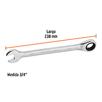 Llave combinada con matraca, 3/4' x 238 mm, Truper Expert - LL-2024X / 15741