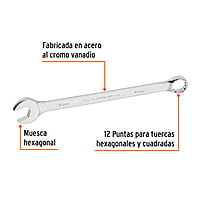 Llave combinada, extralarga, milimétrica, 25 x 355 mm - LL-2025M / 15651
