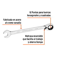 Llave combinada con matraca, reversible, 25x328 mm, Truper E - LL-2025MXR / 13769