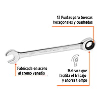 Llave combinada con matraca, 13/16' x 281 mm, Truper Expert - LL-2026X / 13602