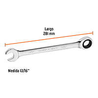 Llave combinada con matraca, 13/16' x 281 mm, Truper Expert - LL-2026X / 13602