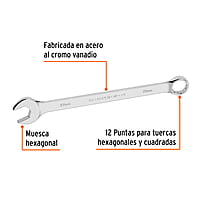 Llave combinada, extralarga, milimétrica, 27 x 385 mm - LL-2027M / 15629