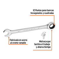 Llave combinada con matraca, 7/8' x 281 mm, Truper Expert - LL-2028X / 13603
