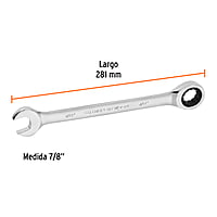Llave combinada con matraca, 7/8' x 281 mm, Truper Expert - LL-2028X / 13603