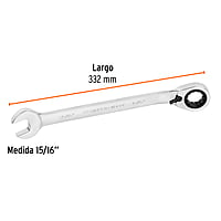 Llave combinada matraca, reversible, 15/16' x 332mm, Truper - LL-2030XR / 13648