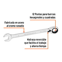 Llave combinada matraca, reversible, 1' x 332 mm, Truper Exp - LL-2032XR / 13654