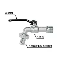 Llave de esfera, 1/2' de zinc, Pretul - LL-21P / 23146 Llave de esfera, 1/2' de zinc, Pretul - LL-21P / 23146