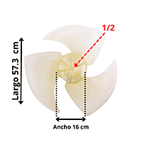 Aspa Condensador para Minisplit Mirage Largo 55.5 cm Ancho 16 cm Flecha 1/2, 3 Hojas - 10335013 Aspa Condensador para Minisplit Mirage Largo 55.5 cm Ancho 16 cm Flecha 1/2, 3 Hojas - 10335013