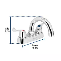 Mezcladora para lavabo, manerales palanca,cuello curvo,Basic - M-050P / 49279