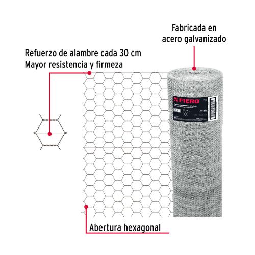 Rollo malla hexagonal cal.22, 1x 45m, abertura 25mm, 13kg - MAHE-2510 / 44656 Rollo malla hexagonal cal.22, 1x 45m, abertura 25mm, 13kg - MAHE-2510 / 44656