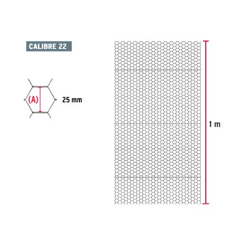 Rollo malla hexagonal cal.22, 1x 45m, abertura 25mm, 13kg - MAHE-2510 / 44656 Rollo malla hexagonal cal.22, 1x 45m, abertura 25mm, 13kg - MAHE-2510 / 44656