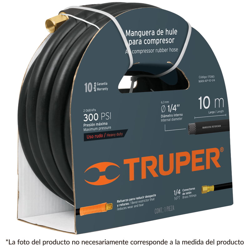 Rollo de 10 m de manguera 1/2' de hule para compresor - MAN-AP-10-1/2 / 17085 Rollo de 10 m de manguera 1/2' de hule para compresor - MAN-AP-10-1/2 / 17085
