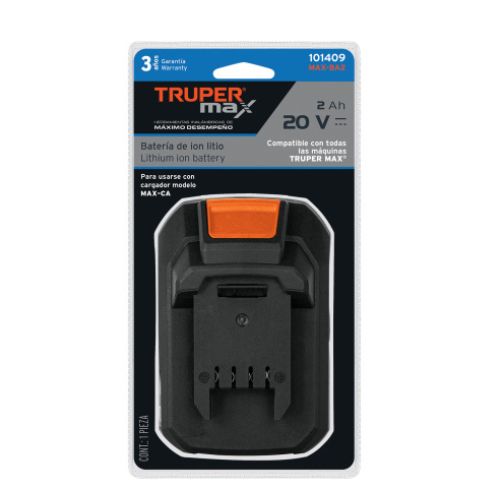 Batería ion litio, 20V, 2 Ah, TRUPER MAX-MAX-BA2 / 101409 Batería ion litio, 20V, 2 Ah, TRUPER MAX-MAX-BA2 / 101409
