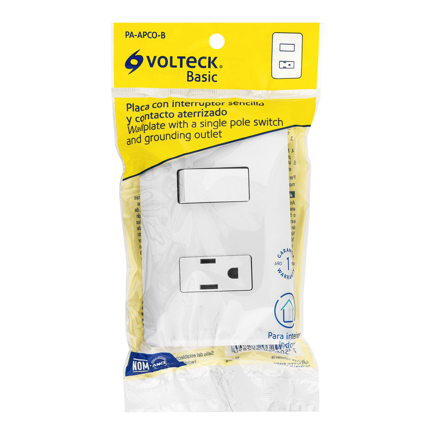 Placa armada contacto e interruptor sencillo, Volteck Basic - PA-APCO-B / 25077 Placa armada contacto e interruptor sencillo, Volteck Basic - PA-APCO-B / 25077