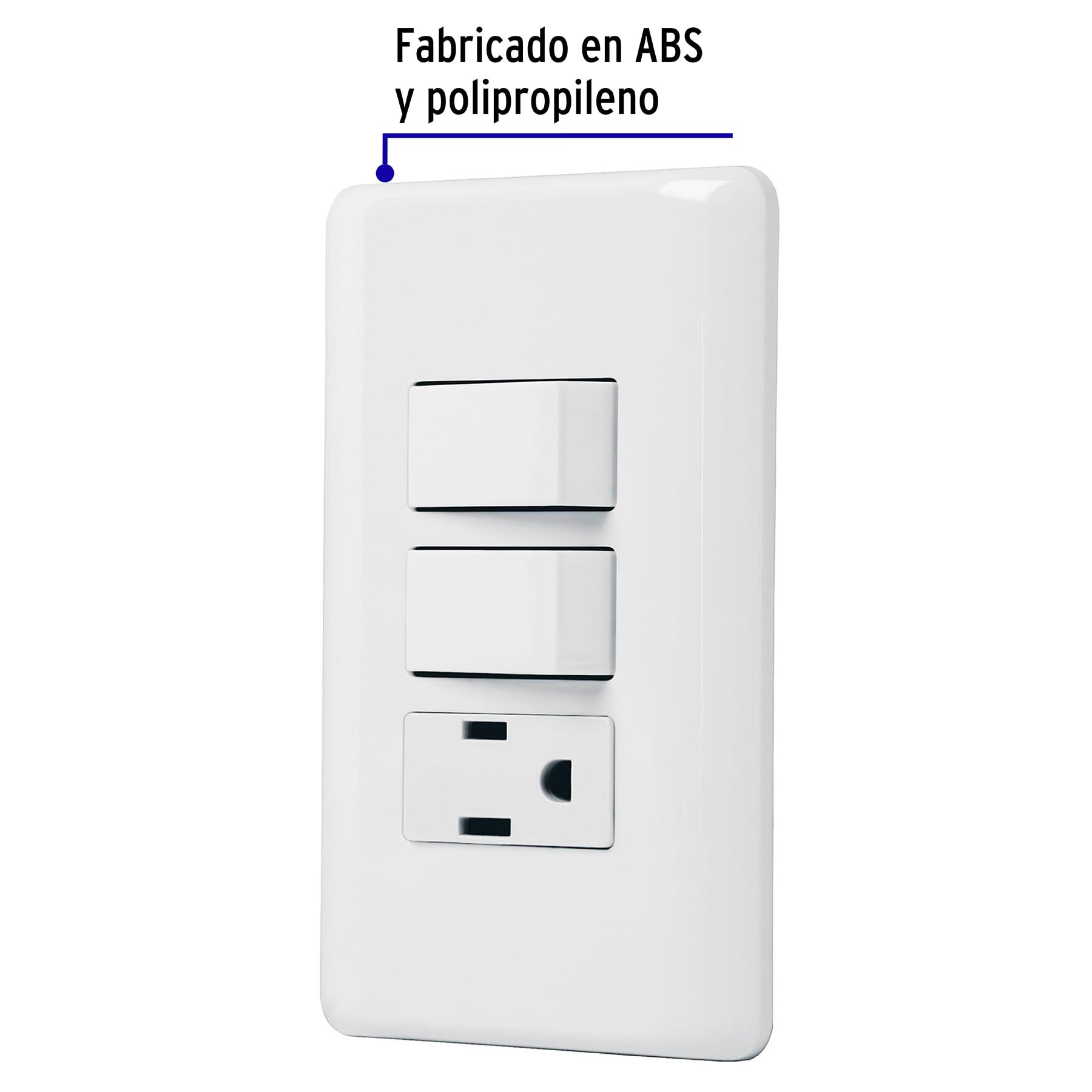 Placa armada con contacto y 2 interruptores sencillos, Basic - PA-APCO-B2 / 25081 Placa armada con contacto y 2 interruptores sencillos, Basic - PA-APCO-B2 / 25081